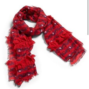 Vera Bradley Ruffle Stitched Vines Scarf, Red